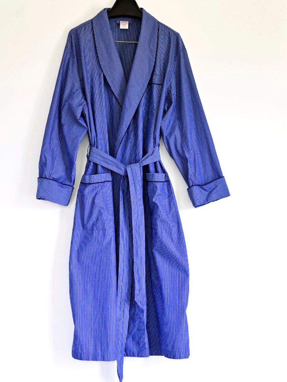 Brooks Brothers Pinstripe Cotton Loungewear Robe Size L